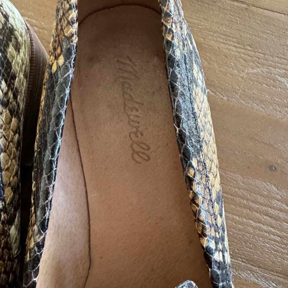 Madewell The Frances Loafer in Snake Animal Print Embossed Leather Shoes Size 7